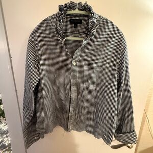 Banana Republic Navy and White Gingham Blouse